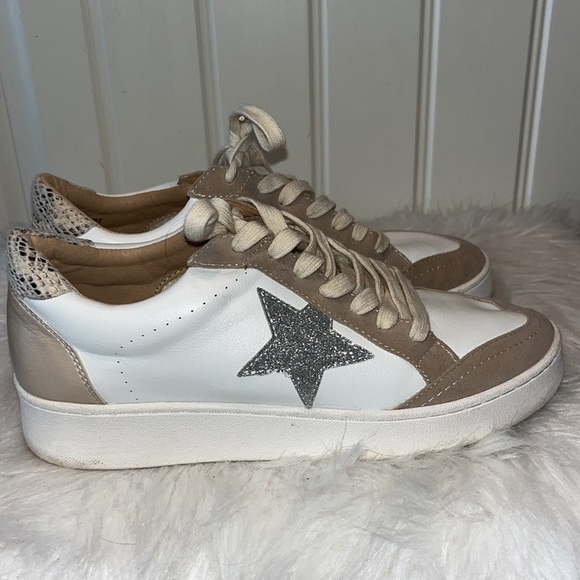 OASIS Society Irene Glitter Star Sneaker Taupe size 7.5 - Picture 6 of 13